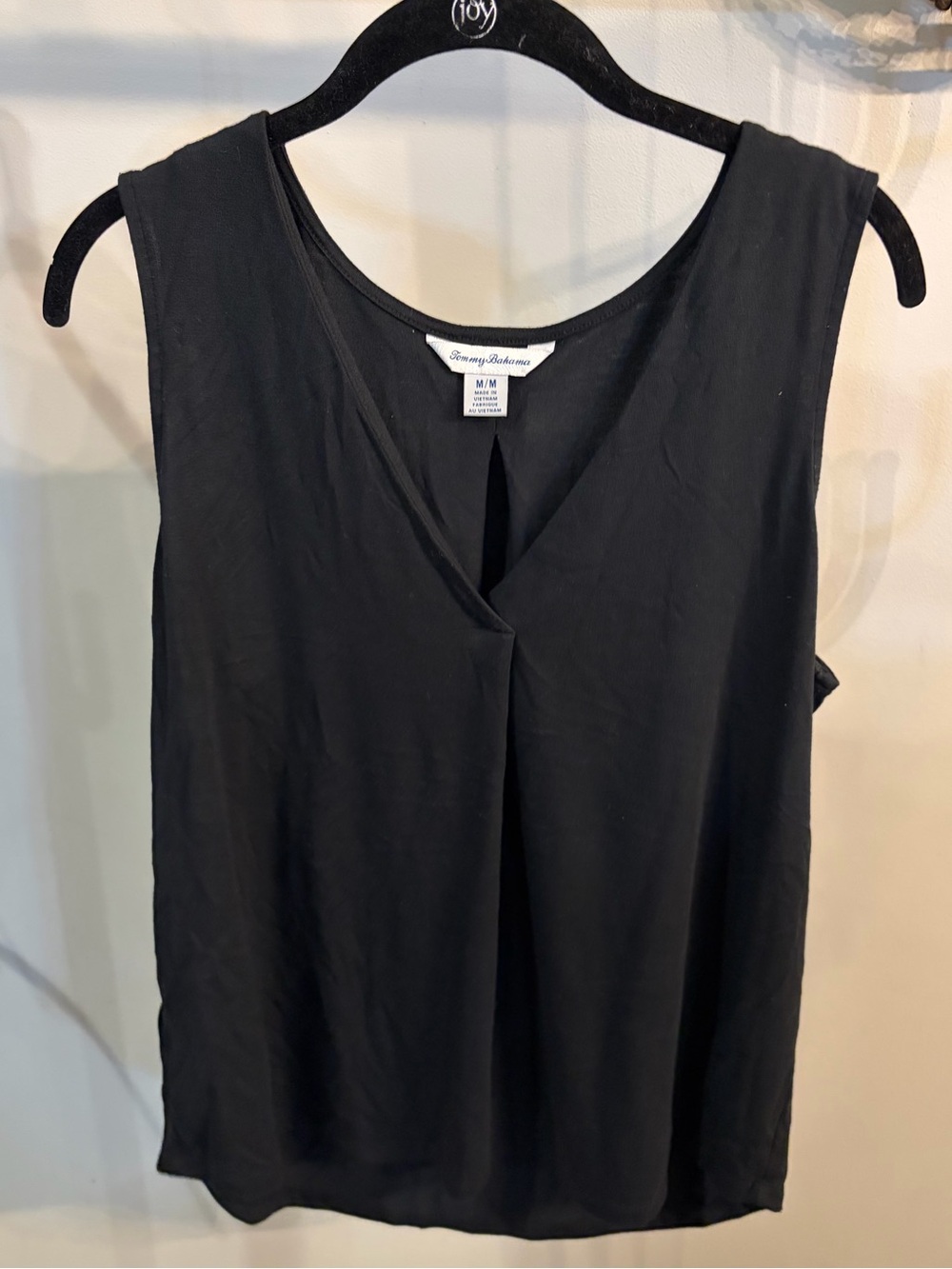 Tommy Bahama Black Sleeveless V-Neck Top size medium